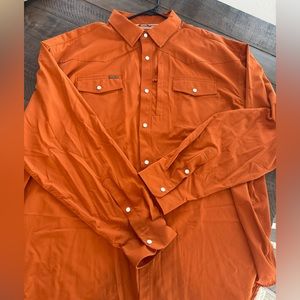 Burnt Orange Poncho Long Sleeve Pearl Snap